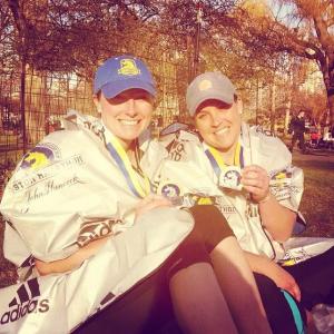 26.2. Long story of the marathon to come but for now, this snapshot in the Public Gardens. Sisters. Finishers. 
